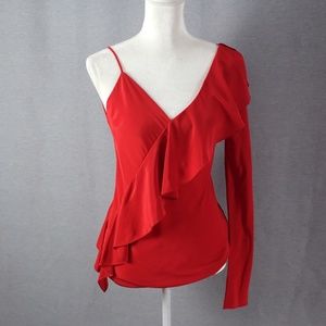 Diane von Furstenberg Silk Asymmetric Ruffle Blouse